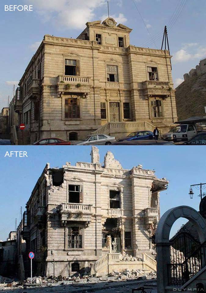 Vecchio edificio per l'immigrazione e il passaporto di fronte alla cittadella di Aleppo