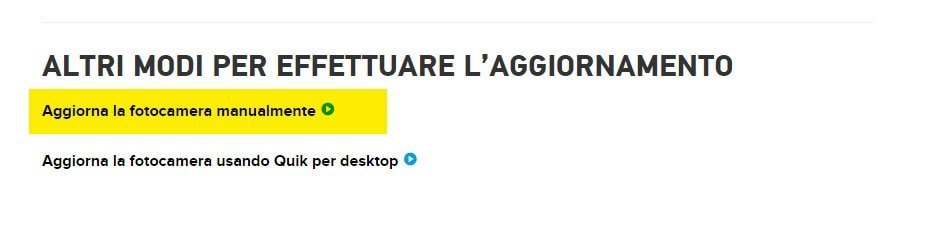 Aggiornare manualmente la GoPro
